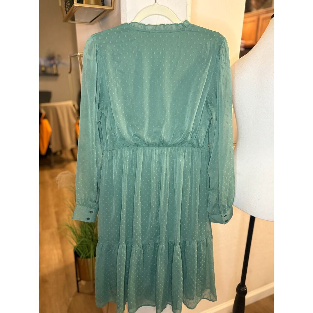 Downeast Women's Green Chiffon Midi Dress Size Small 4-8 - Picture 3 of 6